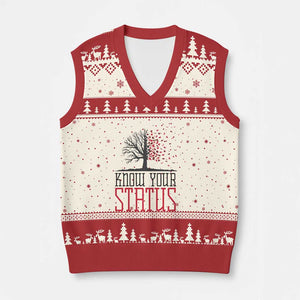 HIV Awareness Month V-Neck Knit Sweater Vest Know Your Status Prevention Support Gift TS12 Beige Red Print Your Wear