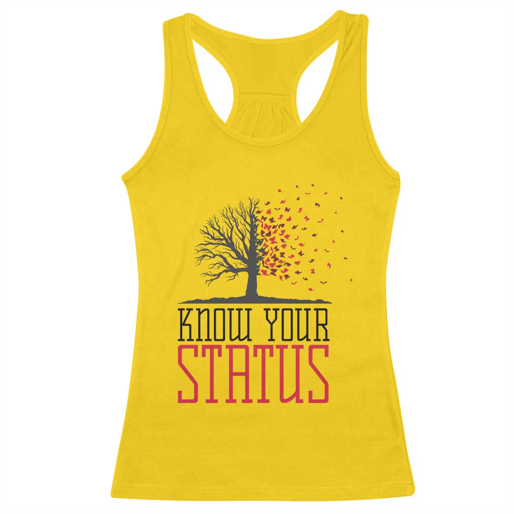 HIV Awareness Month Racerback Tank Top Know Your Status Prevention Support Gift - Print Your Wear
