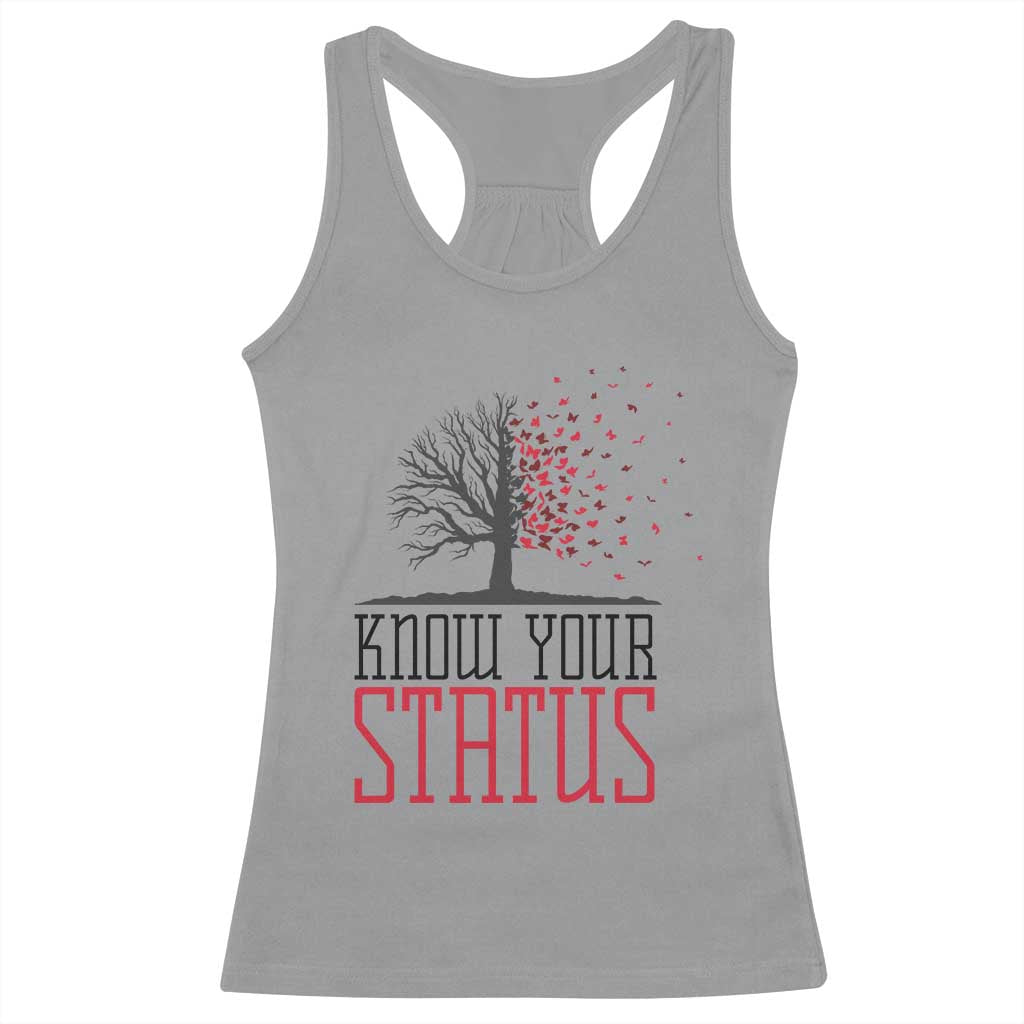 HIV Awareness Month Racerback Tank Top Know Your Status Prevention Support Gift TS12 Sport Gray Print Your Wear