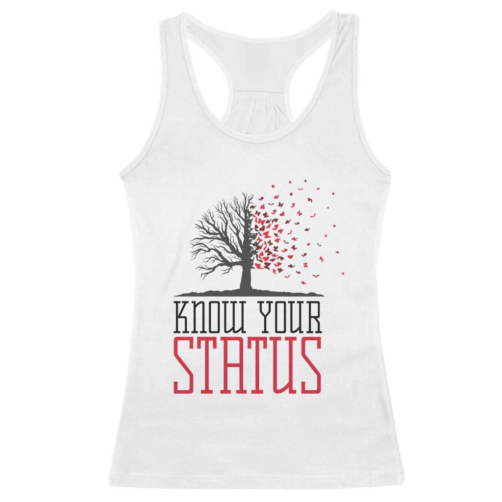 HIV Awareness Month Racerback Tank Top Know Your Status Prevention Support Gift - Print Your Wear