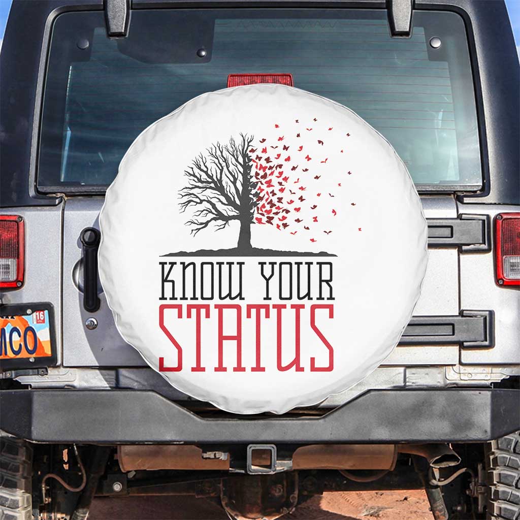 HIV Awareness Month Spare Tire Cover Know Your Status Prevention Support Gift TS12 No hole White Print Your Wear