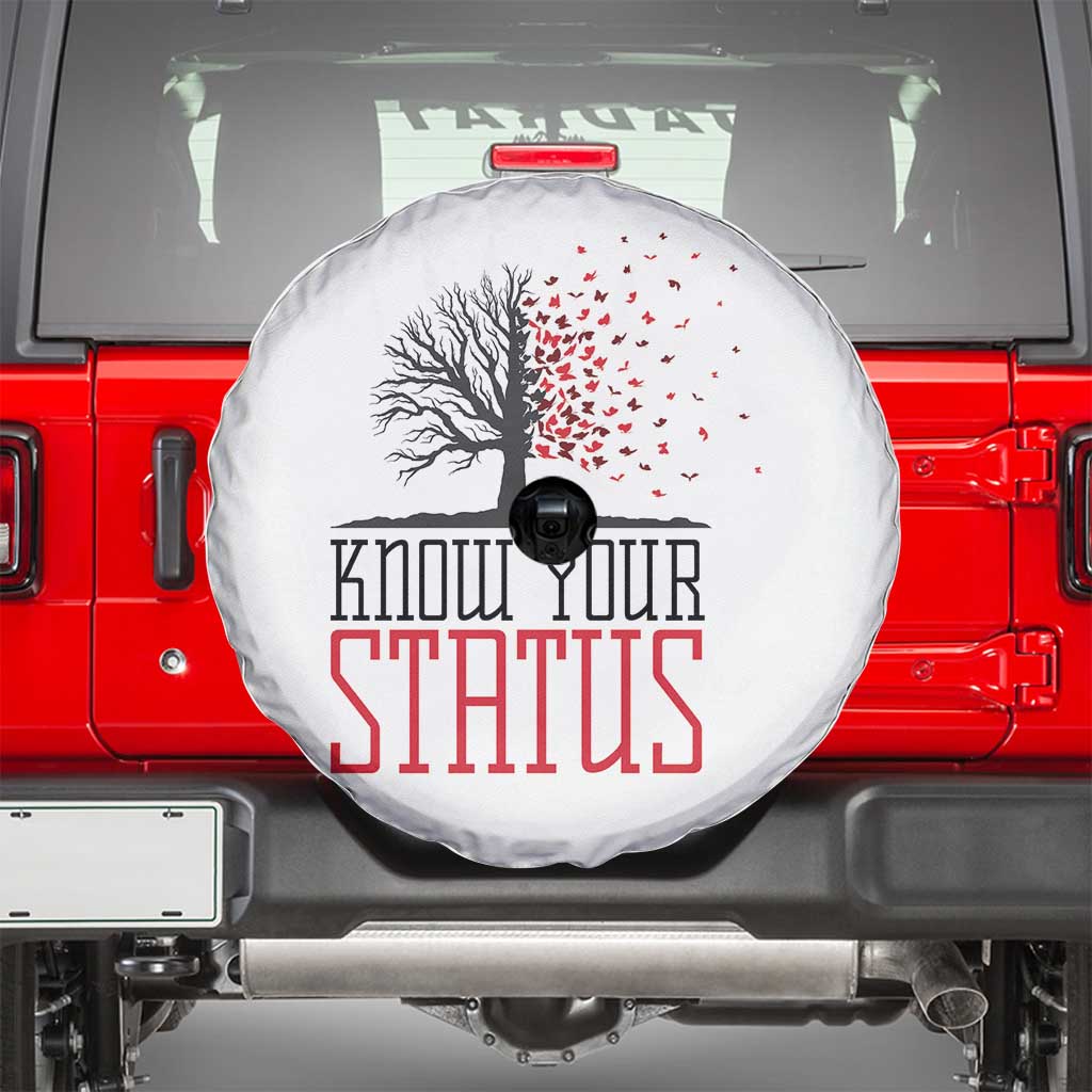 HIV Awareness Month Spare Tire Cover Know Your Status Prevention Support Gift TS12 White Print Your Wear