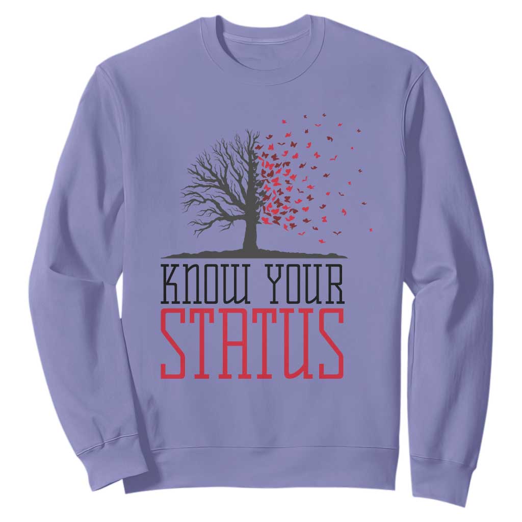 HIV Awareness Month Sweatshirt Know Your Status Prevention Support Gift TS12 Violet Print Your Wear