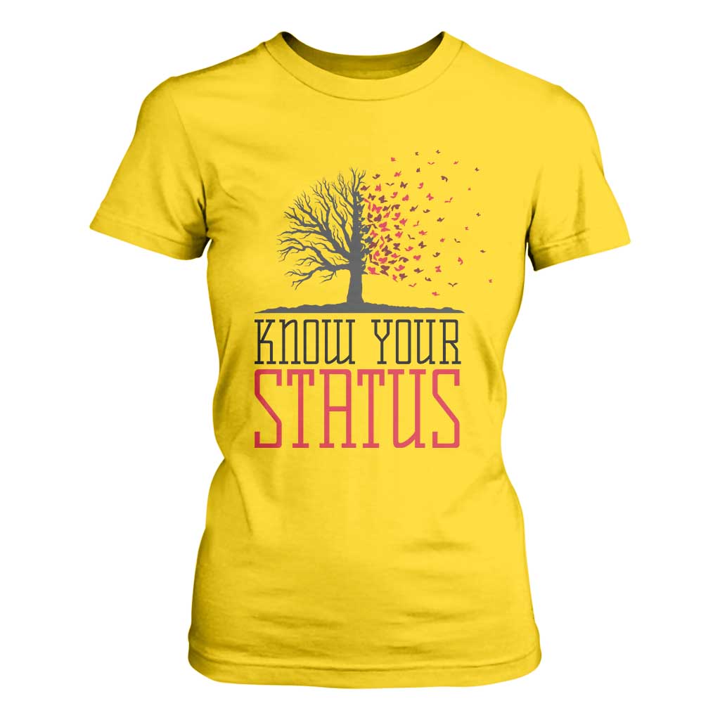 HIV Awareness Month T Shirt For Women Know Your Status Prevention Support Gift TS12 Daisy Print Your Wear