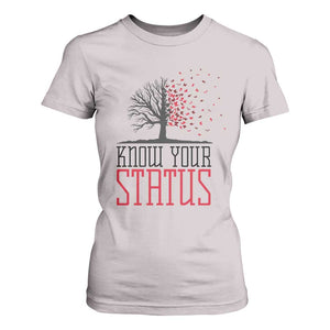 HIV Awareness Month T Shirt For Women Know Your Status Prevention Support Gift TS12 Ice Gray Print Your Wear