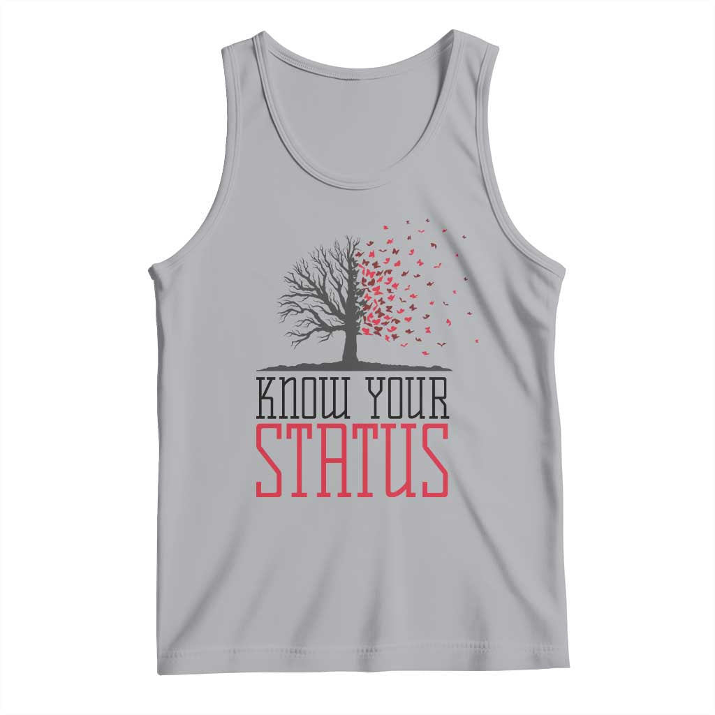 HIV Awareness Month Tank Top Know Your Status Prevention Support Gift TS12 Athletic Heather Print Your Wear