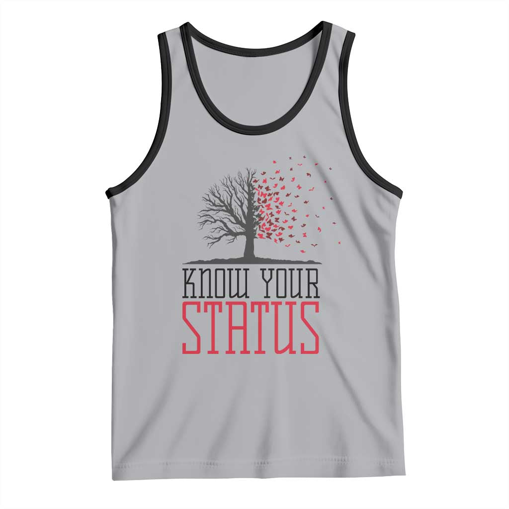 HIV Awareness Month Tank Top Know Your Status Prevention Support Gift TS12 Athletic Heather Black Print Your Wear