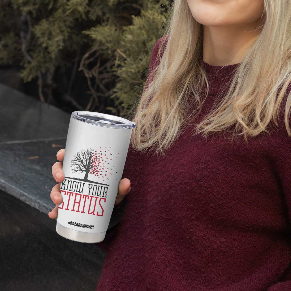 HIV Awareness Month Tumbler Cup Know Your Status Prevention Support Gift TS12 Print Your Wear