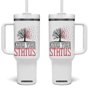 HIV Awareness Month Tumbler With Handle Know Your Status Prevention Support Gift TS12 One Size: 40 oz White Print Your Wear