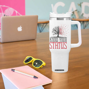HIV Awareness Month Tumbler With Handle Know Your Status Prevention Support Gift TS12 Print Your Wear