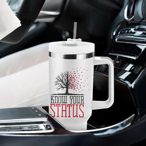 HIV Awareness Month Tumbler With Handle Know Your Status Prevention Support Gift TS12 Print Your Wear