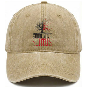 HIV Awareness Month Washed Cotton Baseball Cap Know Your Status Prevention Support Gift TS12 Print Your Wear