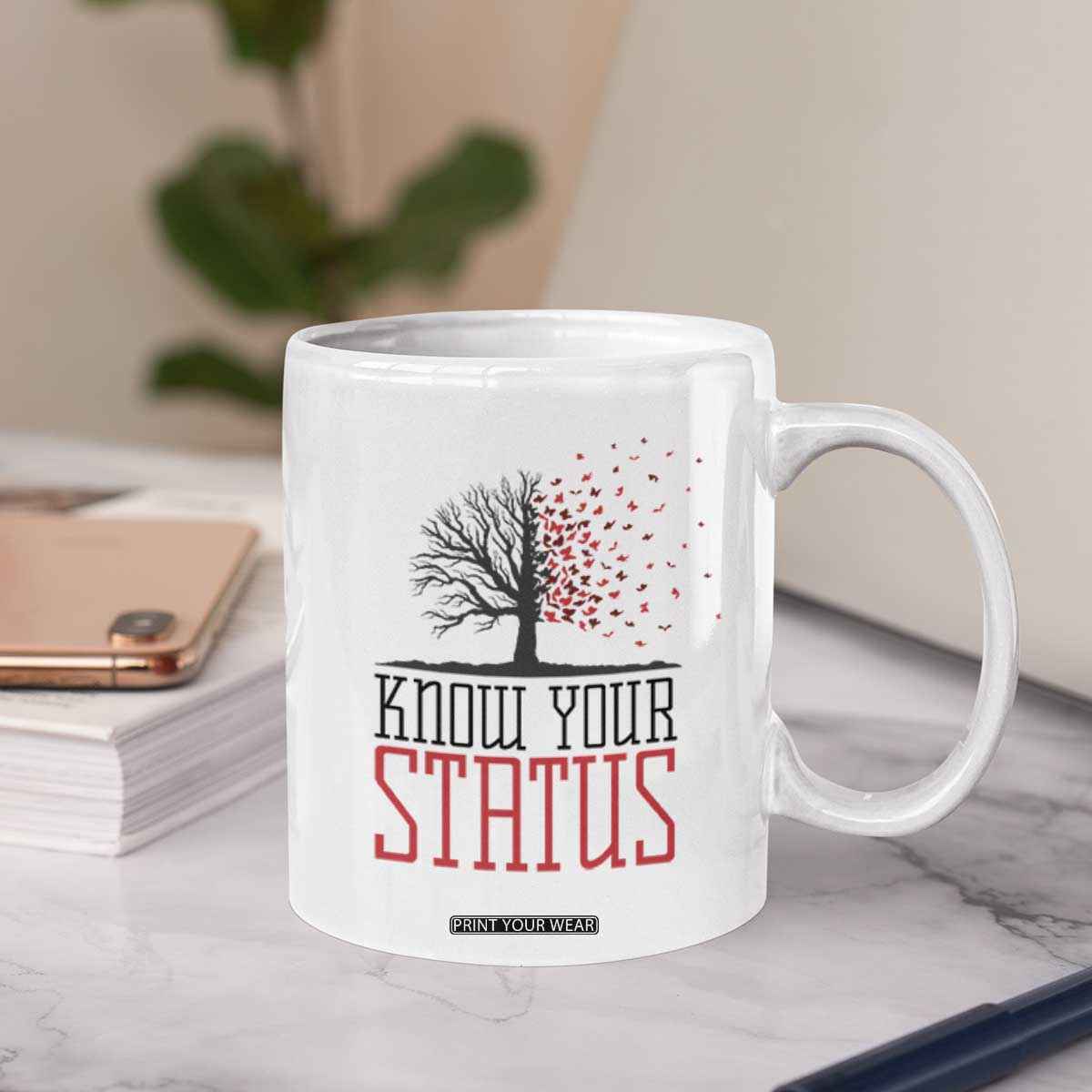 HIV Awareness Month Coffee Mug Know Your Status Prevention Support Gift TS12 Print Your Wear