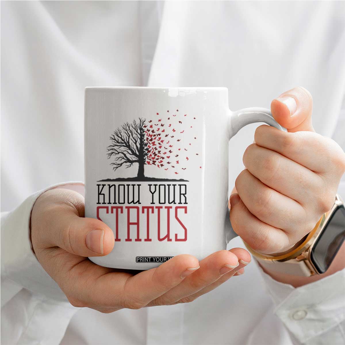 HIV Awareness Month Coffee Mug Know Your Status Prevention Support Gift TS12 Print Your Wear