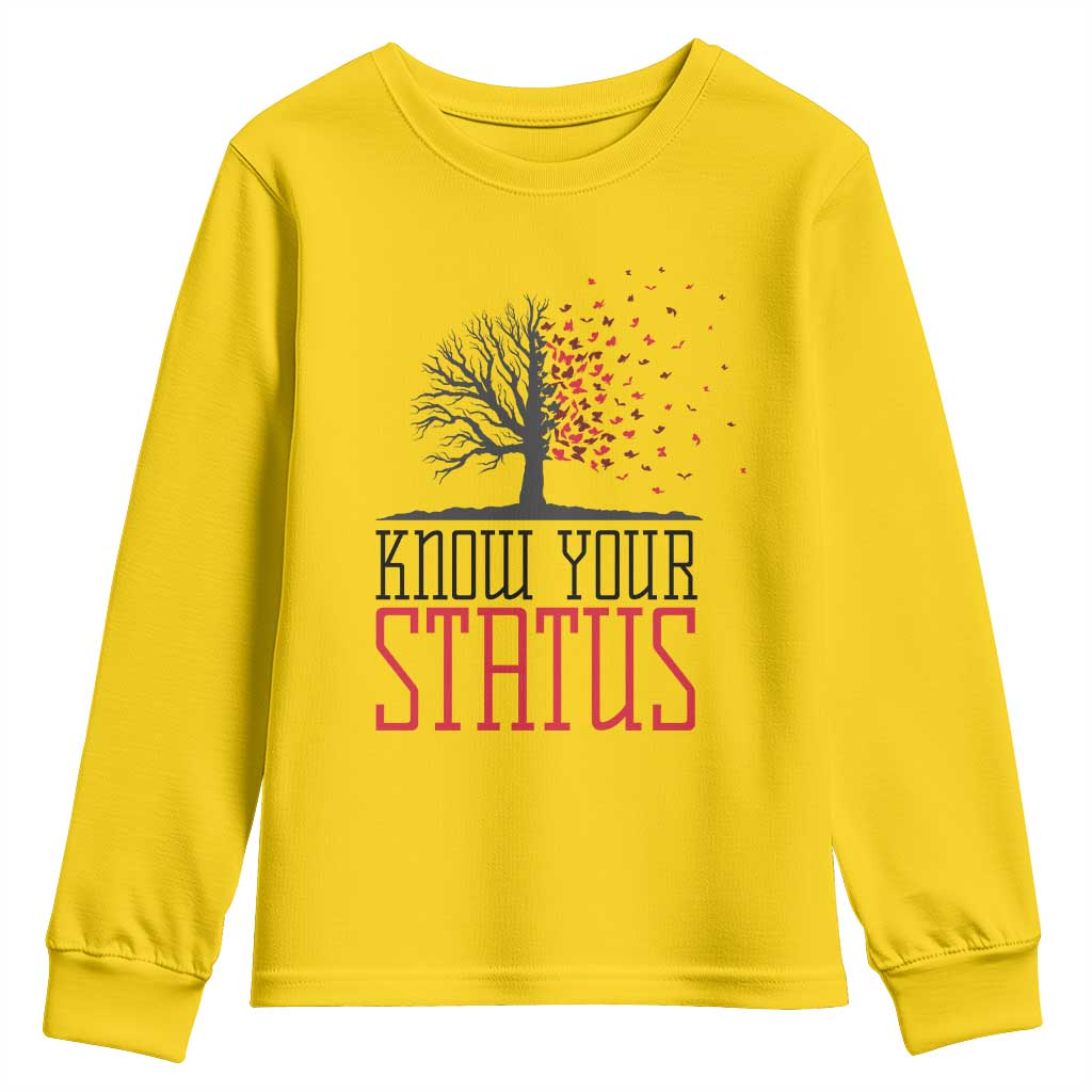 HIV Awareness Month Youth Sweatshirt Know Your Status Prevention Support Gift TS12 Daisy Print Your Wear