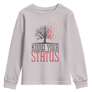 HIV Awareness Month Youth Sweatshirt Know Your Status Prevention Support Gift TS12 Ice Gray Print Your Wear