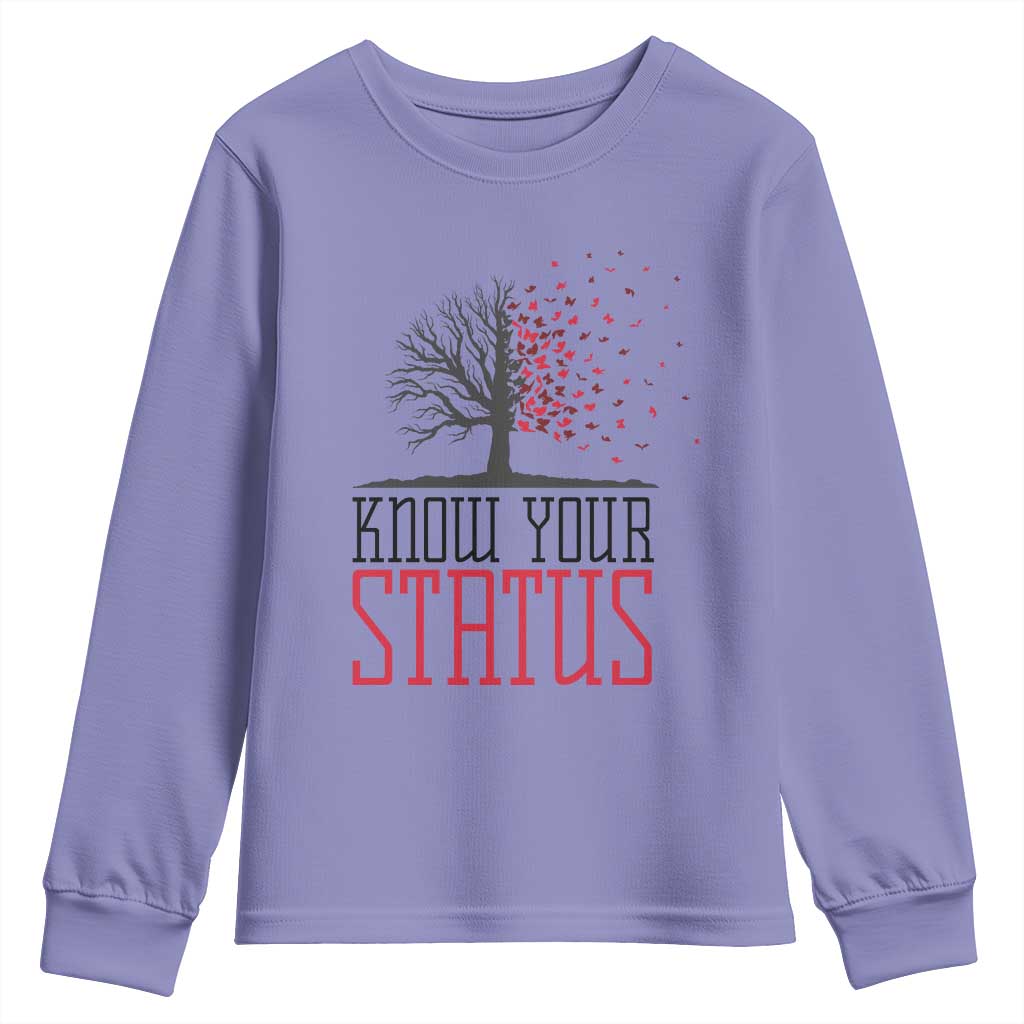 HIV Awareness Month Youth Sweatshirt Know Your Status Prevention Support Gift TS12 Violet Print Your Wear