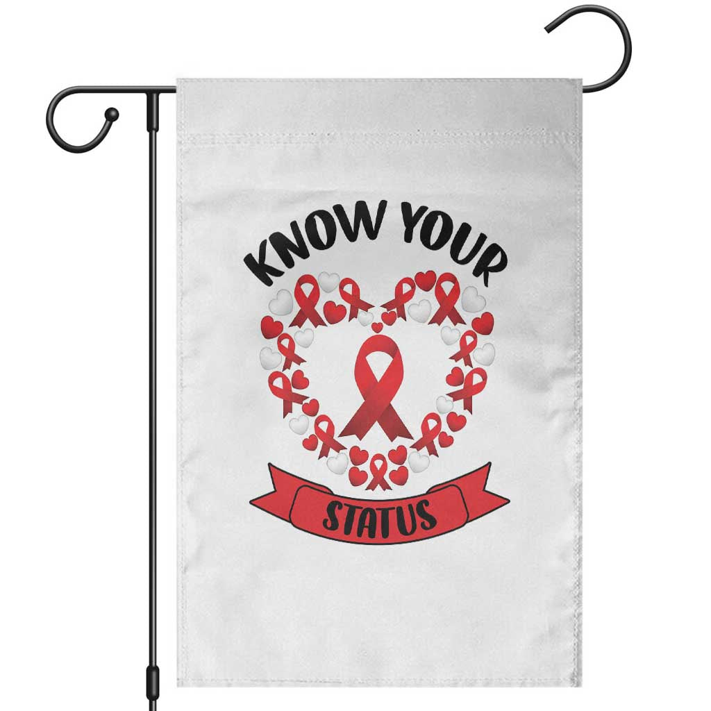 Know Your Status Red Ribbon HIV AIDS Awareness Support Month Gift Garden Flag TS12 White Print Your Wear