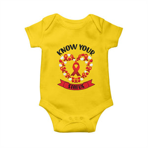 Know Your Status Red Ribbon HIV AIDS Awareness Support Month Gift Baby Onesie TS12 Daisy Print Your Wear