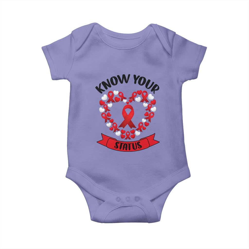 Know Your Status Red Ribbon HIV AIDS Awareness Support Month Gift Baby Onesie TS12 Violet Print Your Wear
