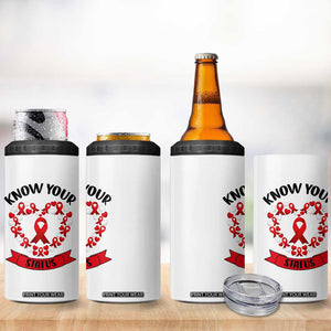 Know Your Status Red Ribbon HIV AIDS Awareness Support Month Gift 4 in 1 Can Cooler Tumbler TS12 Print Your Wear