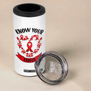Know Your Status Red Ribbon HIV AIDS Awareness Support Month Gift 4 in 1 Can Cooler Tumbler TS12 Print Your Wear