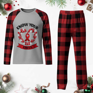Know Your Status Red Ribbon HIV AIDS Awareness Support Month Gift Plaid Pajama Set TS12 Buffalo Plaid Print Your Wear