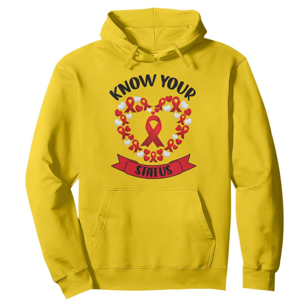 Know Your Status Red Ribbon HIV AIDS Awareness Support Month Gift Hoodie TS12 Daisy Print Your Wear