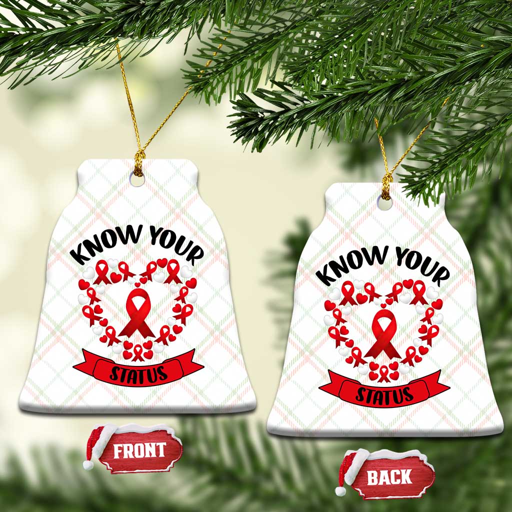 Know Your Status Red Ribbon HIV AIDS Awareness Support Month Gift Ceramic Ornament TS12 Print Your Wear