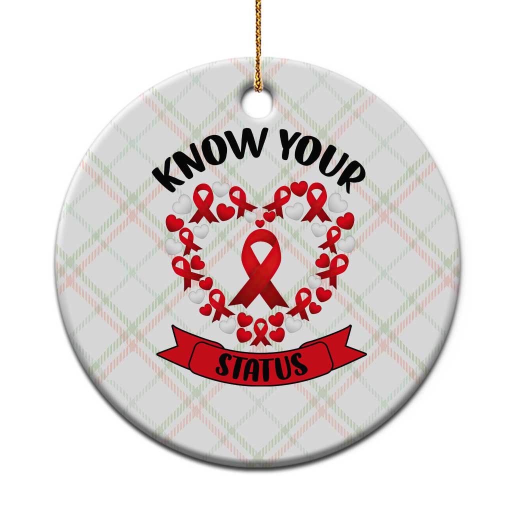 Know Your Status Red Ribbon HIV AIDS Awareness Support Month Gift Ceramic Ornament TS12 1pc Christmas Plaid Print Your Wear