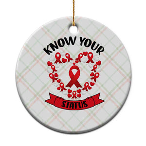Know Your Status Red Ribbon HIV AIDS Awareness Support Month Gift Ceramic Ornament TS12 1pc Christmas Plaid Print Your Wear