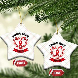 Know Your Status Red Ribbon HIV AIDS Awareness Support Month Gift Ceramic Ornament TS12 Print Your Wear
