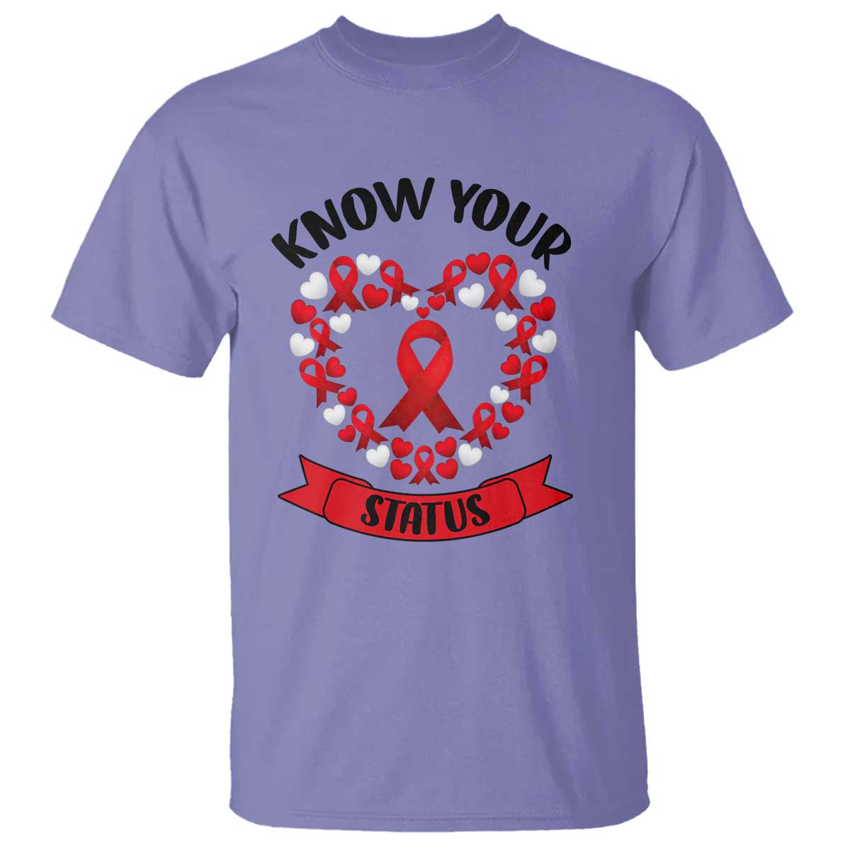 Know Your Status Red Ribbon HIV AIDS Awareness Support Month Gift T Shirt TS12 Violet Print Your Wear