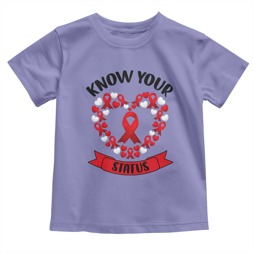 Know Your Status Red Ribbon HIV AIDS Awareness Support Month Gift Toddler T Shirt TS12 Violet Print Your Wear