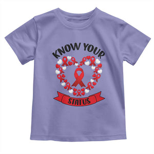 Know Your Status Red Ribbon HIV AIDS Awareness Support Month Gift Toddler T Shirt TS12 Violet Print Your Wear