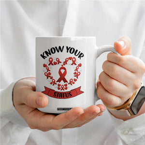 Know Your Status Red Ribbon HIV AIDS Awareness Support Month Gift Coffee Mug TS12 Print Your Wear