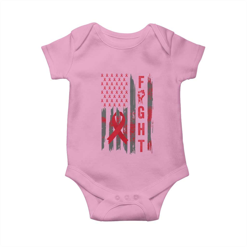 Fight For A Cure HIV AIDS Awareness Baby Onesie Patriotic Red Ribbon Gift TS12 Light Pink Print Your Wear