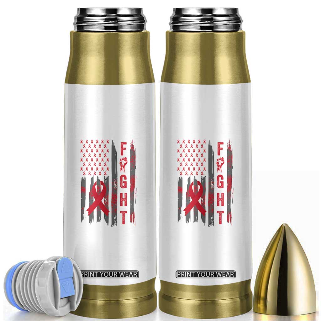 Fight For A Cure HIV AIDS Awareness Bullet Tumbler Patriotic Red Ribbon Gift TS12 White Print Your Wear