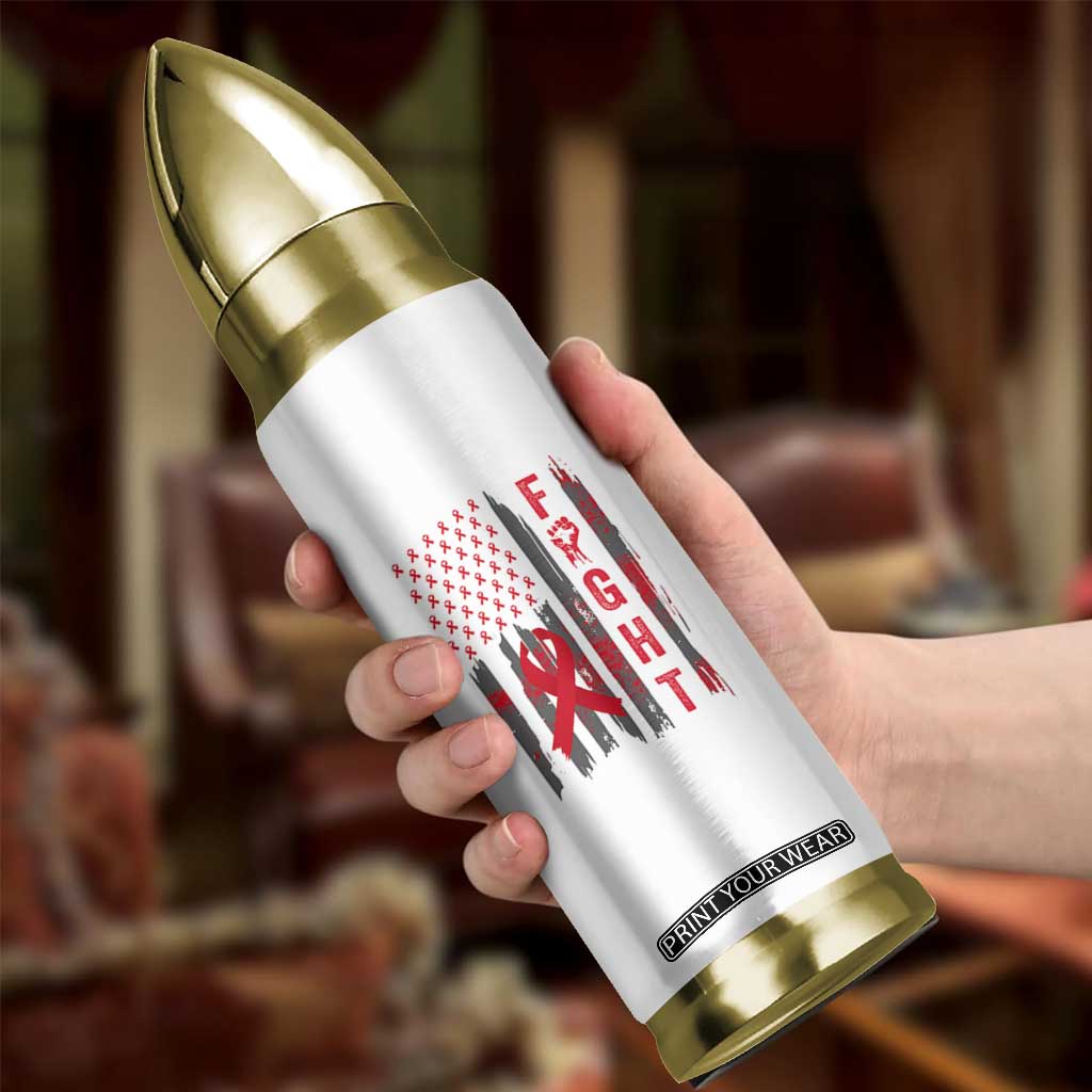Fight For A Cure HIV AIDS Awareness Bullet Tumbler Patriotic Red Ribbon Gift TS12 Print Your Wear