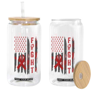 Fight For A Cure HIV AIDS Awareness Glass Can Patriotic Red Ribbon Gift TS12 Print Your Wear