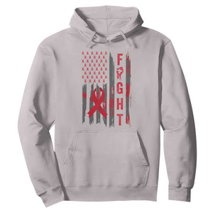 Fight For A Cure HIV AIDS Awareness Hoodie Patriotic Red Ribbon Gift TS12 Ice Gray Print Your Wear