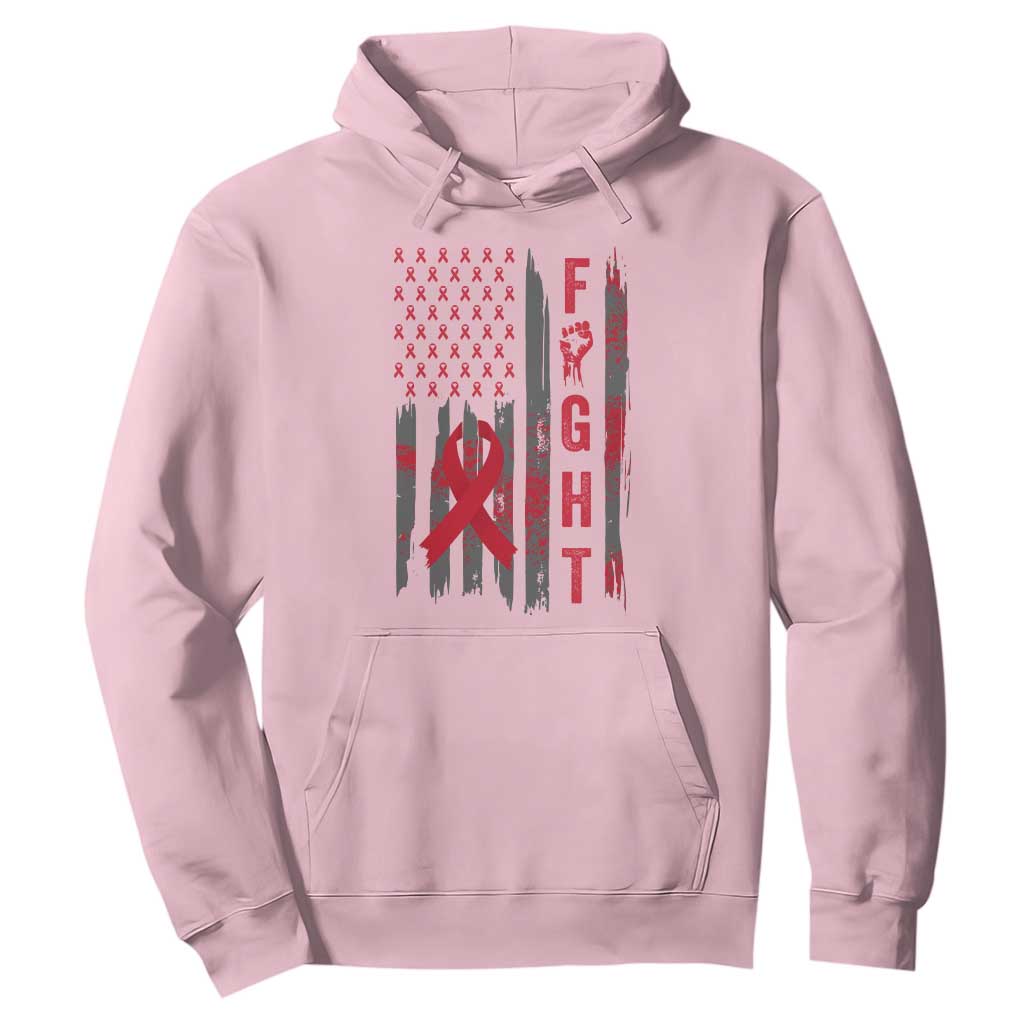 Fight For A Cure HIV AIDS Awareness Hoodie Patriotic Red Ribbon Gift TS12 Light Pink Print Your Wear