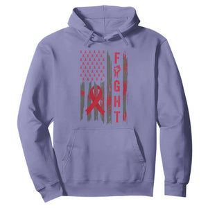 Fight For A Cure HIV AIDS Awareness Hoodie Patriotic Red Ribbon Gift TS12 Violet Print Your Wear