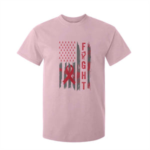 Fight For A Cure HIV AIDS Awareness T Shirt For Kid Patriotic Red Ribbon Gift TS12 Light Pink Print Your Wear