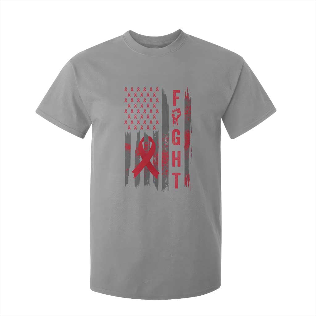 Fight For A Cure HIV AIDS Awareness T Shirt For Kid Patriotic Red Ribbon Gift TS12 Sport Gray Print Your Wear