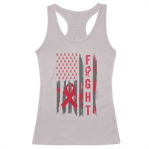 Fight For A Cure HIV AIDS Awareness Racerback Tank Top Patriotic Red Ribbon Gift TS12 Ice Gray Print Your Wear