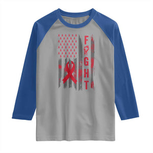 Fight For A Cure HIV AIDS Awareness Raglan Shirt Patriotic Red Ribbon Gift TS12 Sport Gray Royal Print Your Wear