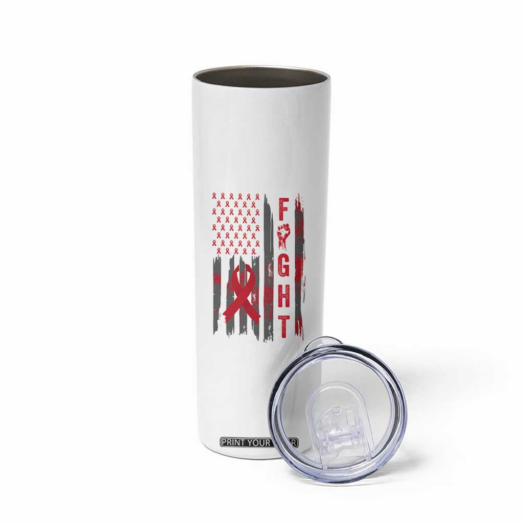 Fight For A Cure HIV AIDS Awareness Skinny Tumbler Patriotic Red Ribbon Gift TS12 Print Your Wear