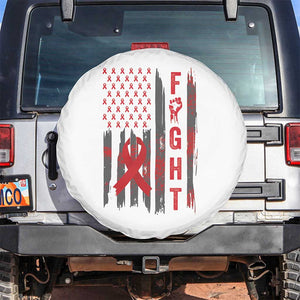 Fight For A Cure HIV AIDS Awareness Spare Tire Cover Patriotic Red Ribbon Gift TS12 No hole White Print Your Wear