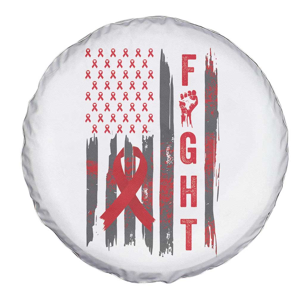 Fight For A Cure HIV AIDS Awareness Spare Tire Cover Patriotic Red Ribbon Gift TS12 Print Your Wear